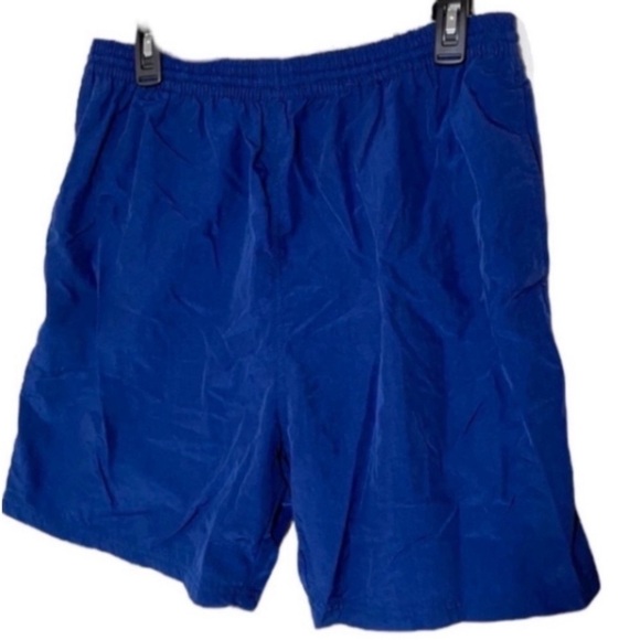 New Swim Trunks Blue Elastic Tie Board Shorts Pockets Lined Cruise Pool Beach L - Picture 1 of 16